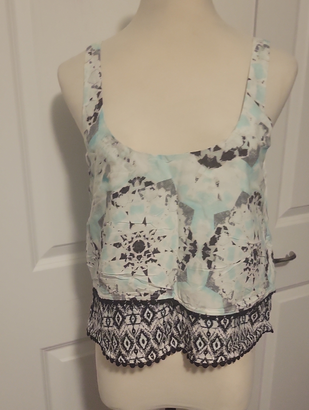 Green Dragon Mint & Black Printed Sleeveless Camisole